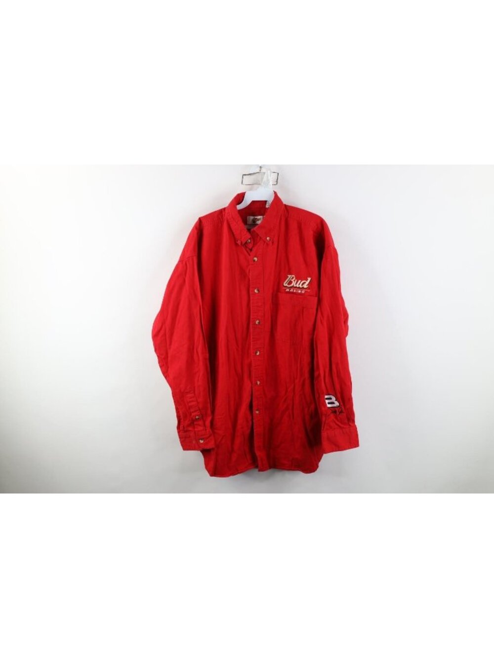 Vintage Nascar Mens 2XL Dale Earnhardt Jr Budweiser Racing Button Down Shirt Red